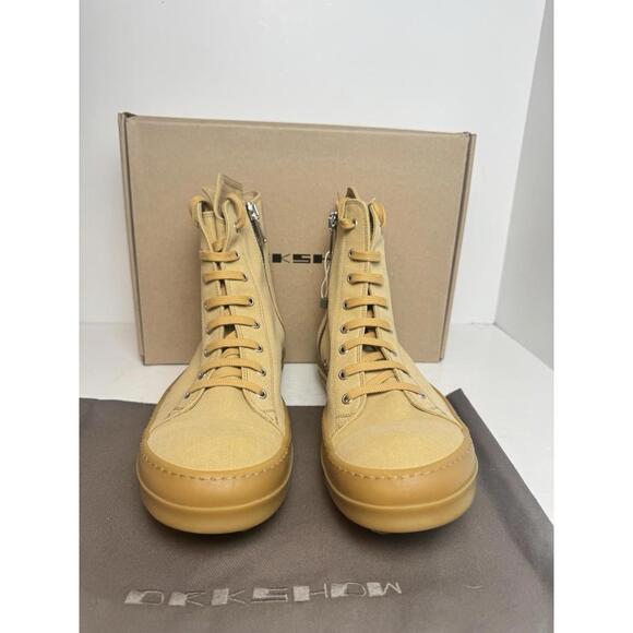 Rick Owens DRKSHDW Ramones Mustard High Top Sneakers Size 47 New w/ Box - Picture 2 of 8